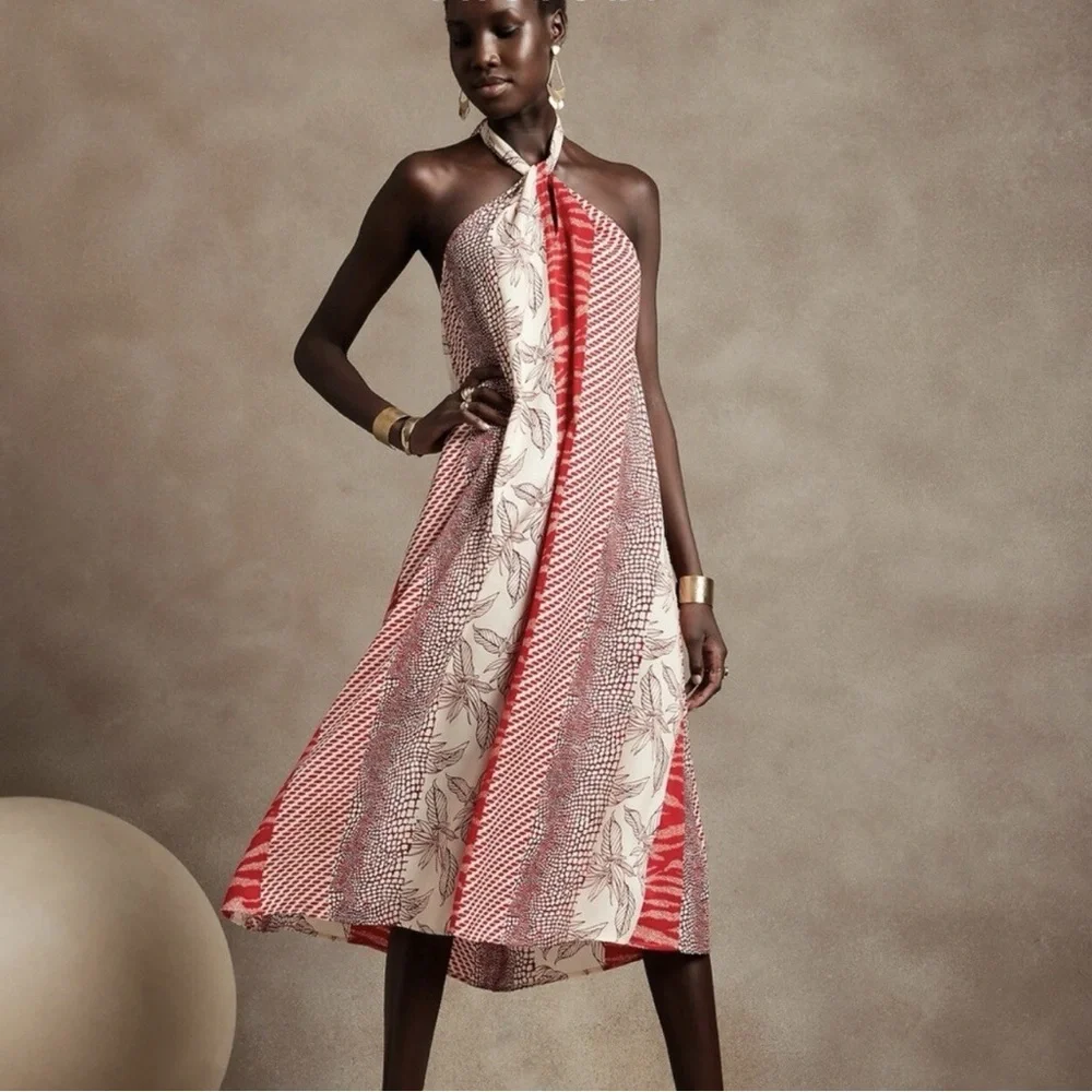 Banana Republic red halter twist neck dress - Picture 1 of 8